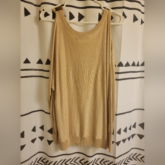 Gold Sparkling Colder Shoulder Sweater - Picture 3 of 4